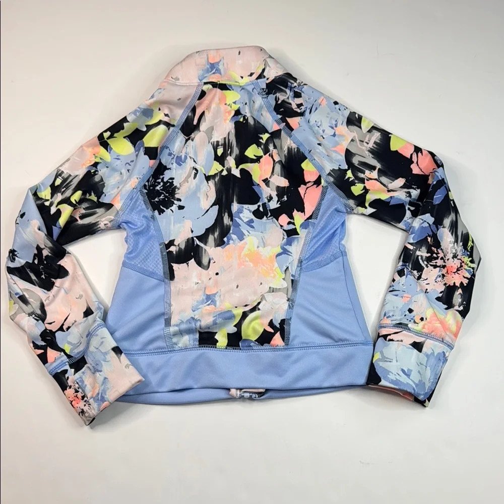 Gymboree Girls' Activewear Blue and‎ Black Jacket with Striking Abstract Pattern